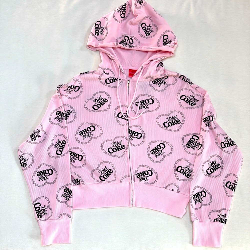 Coca Cola Matching set with Diet Coke Logo - waffle full zip hoodie and shorts - Picture 3 of 9